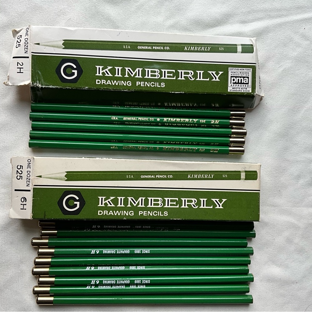 Vintage Lot of Kimberly Drawing Pencils 2H and 6H